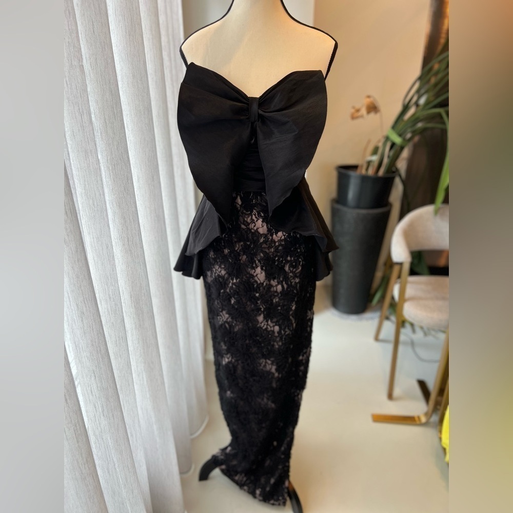 Badgley Mischka Lace Dress with Bow Detail